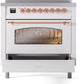 Ilve UPI366NMPWHP Nostalgie Ii 36 Inch Electric Freestanding Range In White With Copper Trim