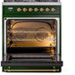 Ilve UP30NMPEGG Nostalgie Ii 30 Inch Dual Fuel Natural Gas Freestanding Range In Emerald Green With Brass Trim