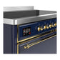 Ilve UMIB48QNR3MBG Ilve Umib48Qnr3Mbg Majestic Iii 48 Inch Induction Range With 6 Elements, 5.02 Cu. Ft. Total Oven Capacity (Solid Door, Midnight Blue, Brass)