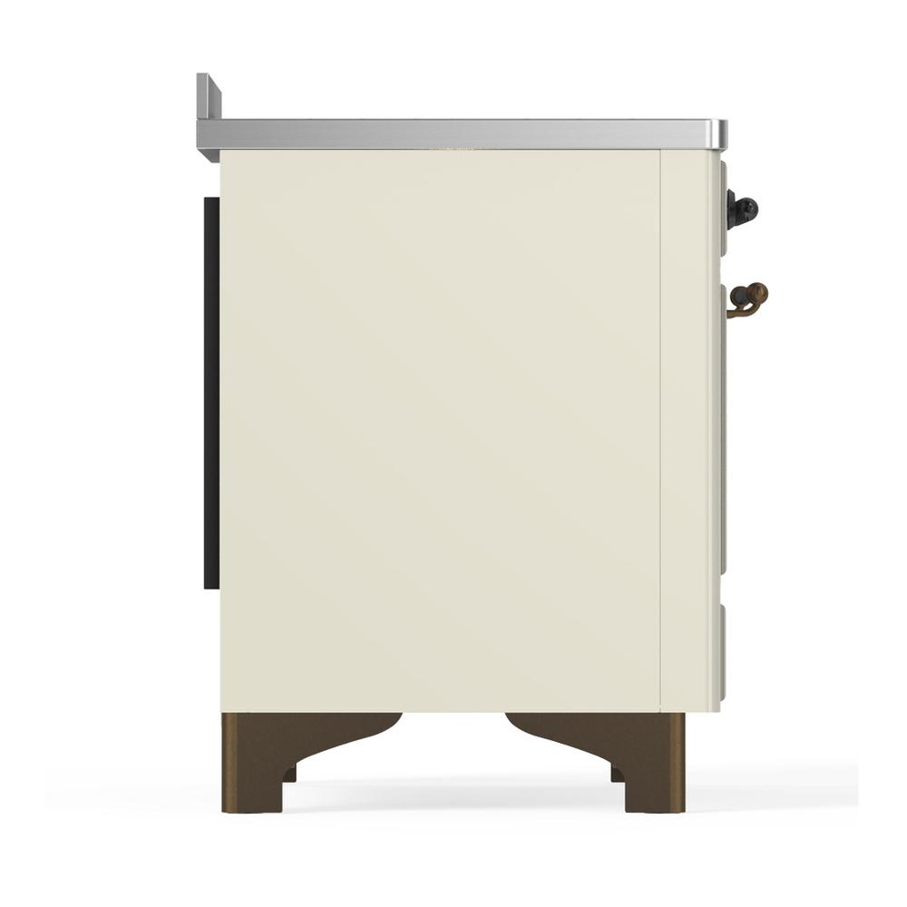 Ilve UMIB48QNR3AWB Ilve Umib48Qnr3Awb Majestic Iii 48 Inch Induction Range With 6 Elements, 5.02 Cu. Ft. Total Oven Capacity (Solid Door, Antique White, Burnished)