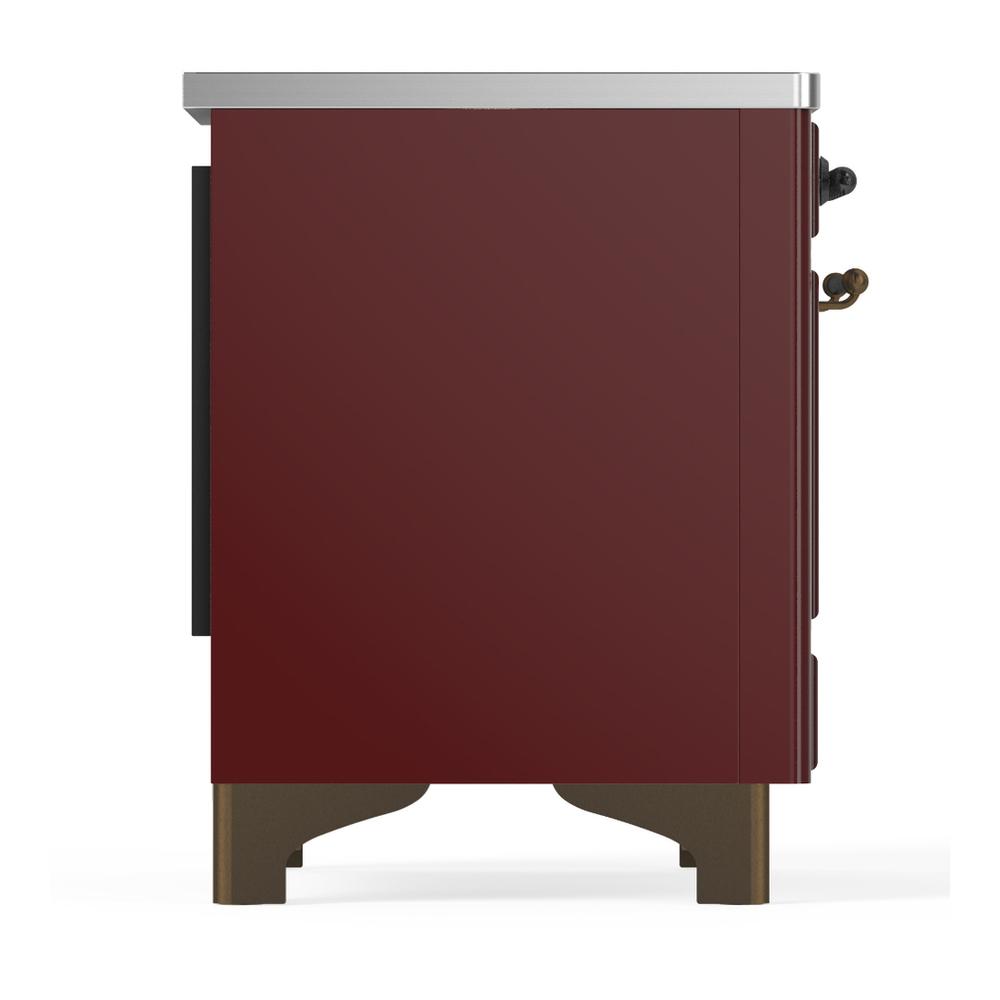 Ilve UMIB36QNR3BUB Ilve Umib36Qnr3Bub Majestic Iii 36 Inch Induction Range With 6 Elements, 3.5 Cu. Ft. Total Oven Capacity (Solid Door, Burgundy, Burnished)