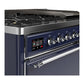 Ilve UM48FQNR3MBC Ilve Um48Fqnr3Mbc Majestic Iii 48 Inch Dual Fuel Range With 8 Burners And Griddle, Dual Function Burner Up To 25,000 Btu (Natural Gas, Solid Door, Midnight Blue, Chrome)