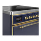 Ilve UMIB30QNR3MBG Ilve Umib30Qnr3Mbg Majestic Iii 30 Inch Induction Range With 4 Elements, 4 Cu. Ft. Oven Capacity (Solid Door, Midnight Blue, Brass)