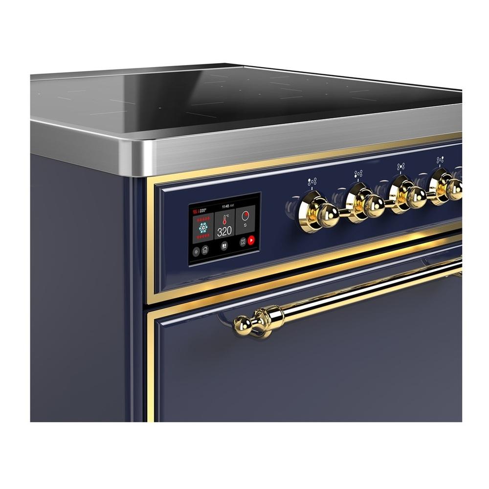 Ilve UMIB30QNR3MBG Ilve Umib30Qnr3Mbg Majestic Iii 30 Inch Induction Range With 4 Elements, 4 Cu. Ft. Oven Capacity (Solid Door, Midnight Blue, Brass)
