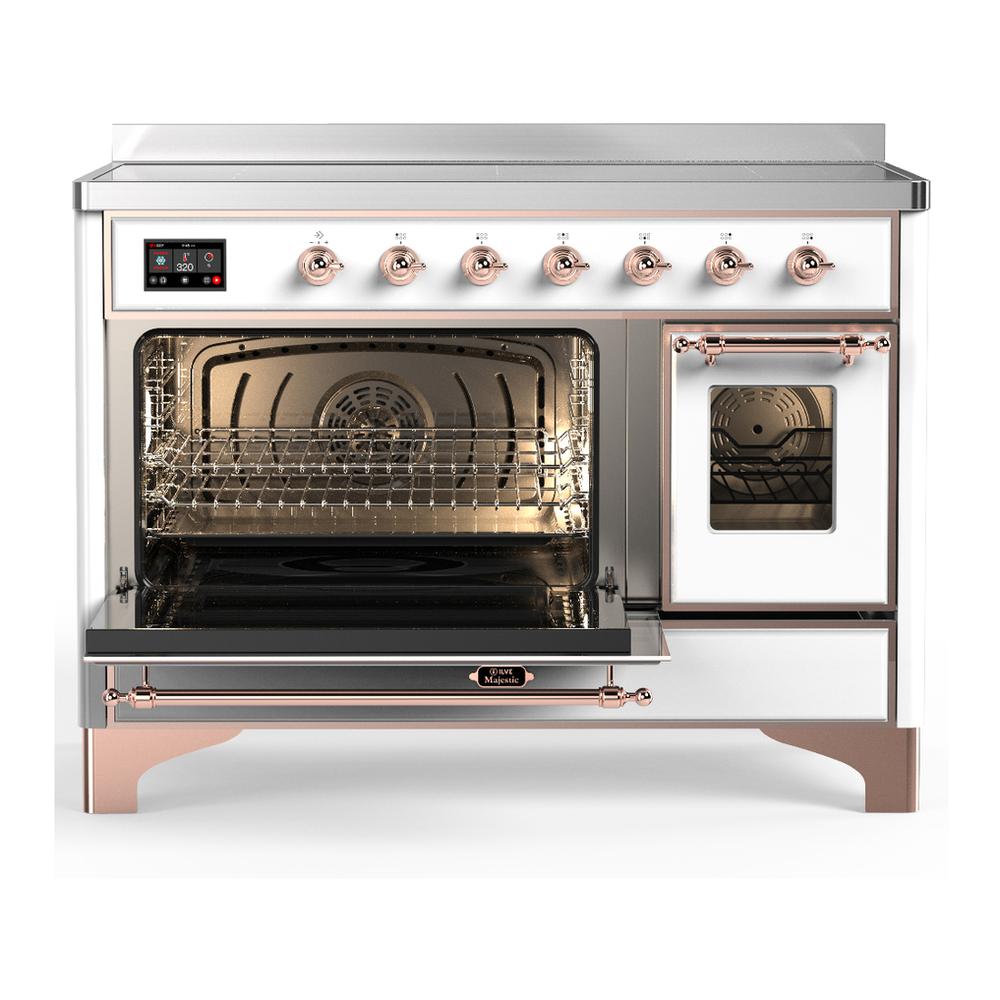 Ilve UMIB48NR3WHP Ilve Umib48Nr3Whp Majestic Iii 48 Inch Induction Range With 6 Elements, 5.02 Cu. Ft. Total Oven Capacity (Triple Glass Door, White, Copper)