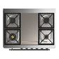 Ilve UM36FNR3BUB Ilve Um36Fnr3Bub Majestic Iii 36 Inch Dual Fuel Range With 6 Black Brass Burners And Griddle, Dual Function Burner Up To 25,000 Btu (Triple Glass Door, Burgundy, Burnished, Natural Gas)