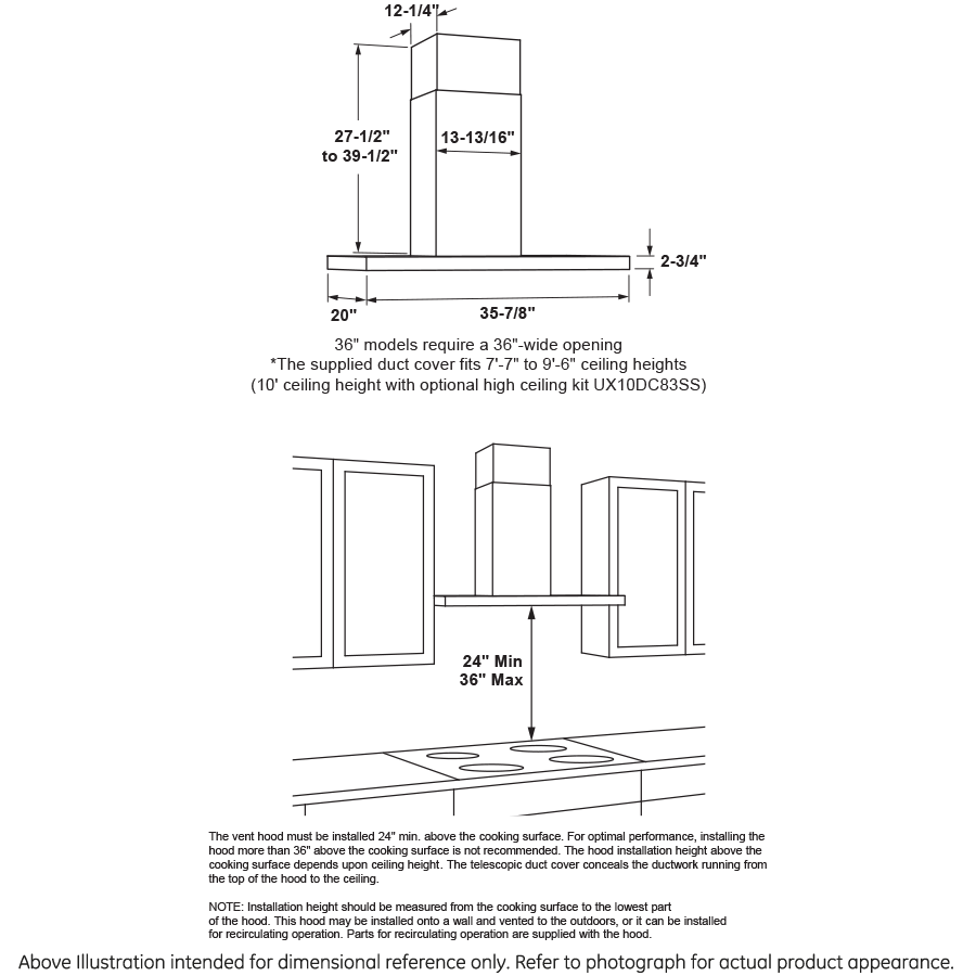 Haier UVW8361SLSS 36" Designer Wall Mount Hood W/ Dimmable Led Lighting