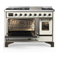 Ilve UM48FNR3AWB Ilve Um48Fnr3Awb Majestic Iii 48 Inch Dual Fuel Range With 8 Burners And Griddle, Dual Function Burner Up To 25,000 Btu (Natural Gas, Triple Glass Door, Antique White, Burnished)