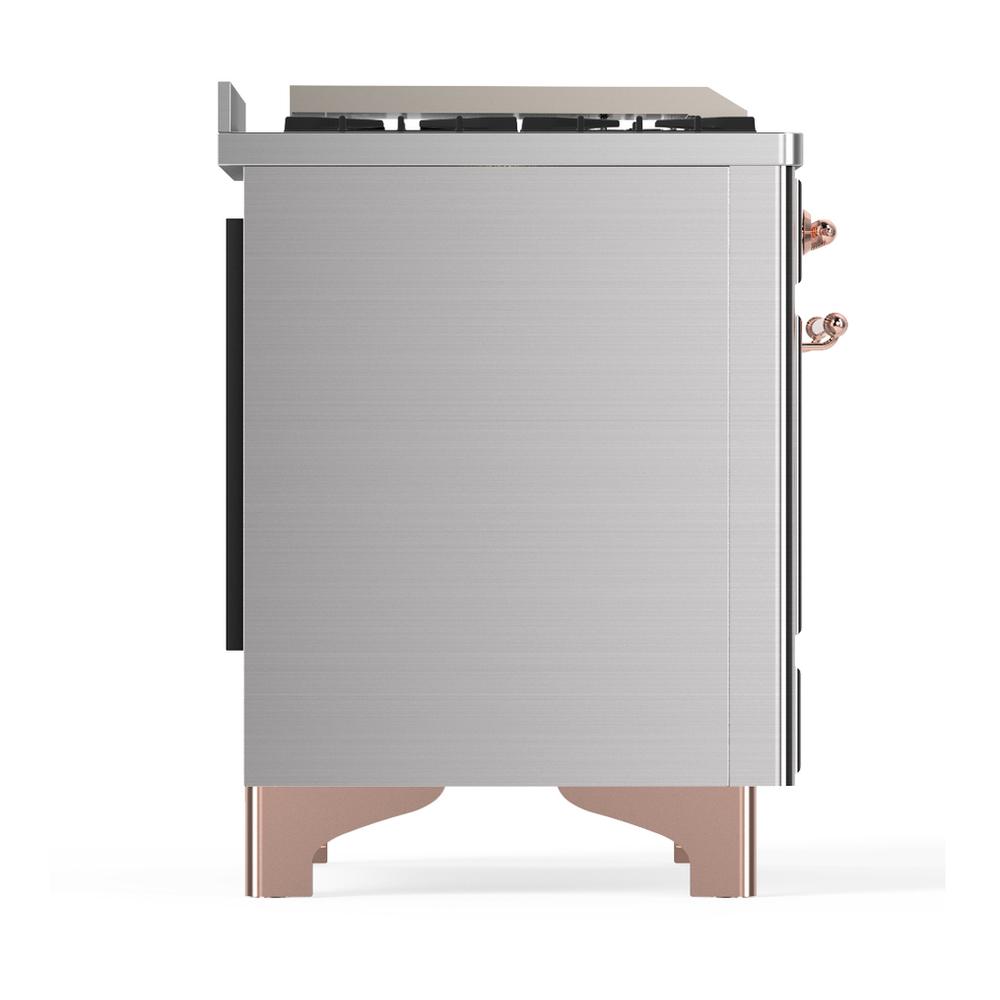 Ilve UM48FSQNR3SSPLP Ilve Um48Fsqnr3Ssplp Majestic Iii 48 Inch Dual Fuel Range With 5 Black Brass Burners, Griddle And French Top, Dual Function Burner Up To 25,000 Btu (Liquid Propane, Solid Door, Stainless Steel, Copper)