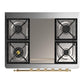 Ilve UM36FQNR3SSGLP Ilve Um36Fqnr3Ssglp Majestic Iii 36 Inch Dual Fuel Range With 6 Black Brass Burners And Griddle, Dual Function Burner Up To 25,000 Btu (Solid Door, Stainless Steel, Brass, Liquid Propane)