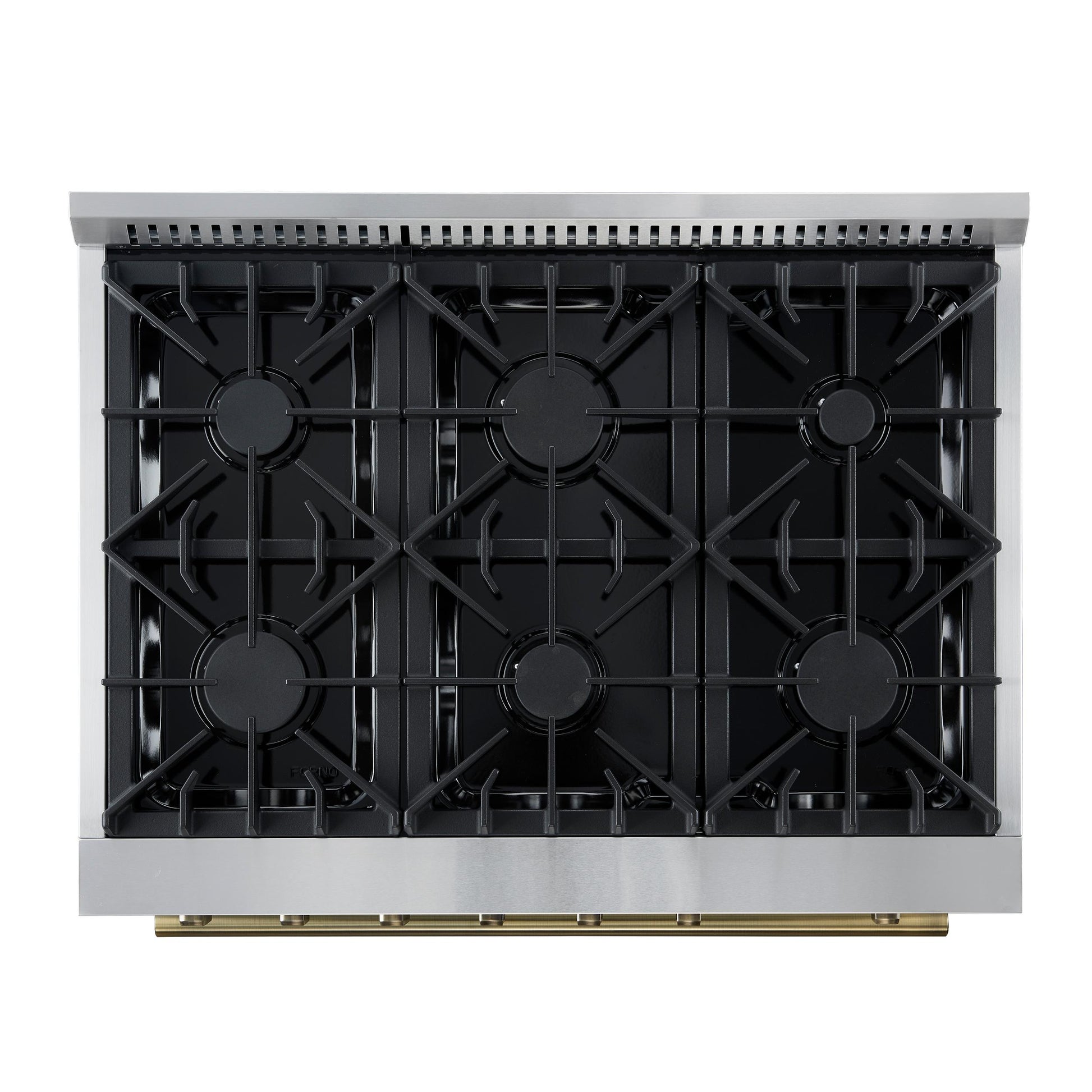 Forno FFSGS627736BLK Marco 36-Inch Gas Range Black & Antique Brass Design, 6 Burners 67,000 Btu, 5.36 Cu.Ft. Convection Oven