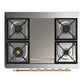 Ilve UM36FNR3MGG Ilve Um36Fnr3Mgg Majestic Iii 36 Inch Dual Fuel Range With 6 Black Brass Burners And Griddle, Dual Function Burner Up To 25,000 Btu (Triple Glass Door, Graphite Matte, Brass, Natural Gas)