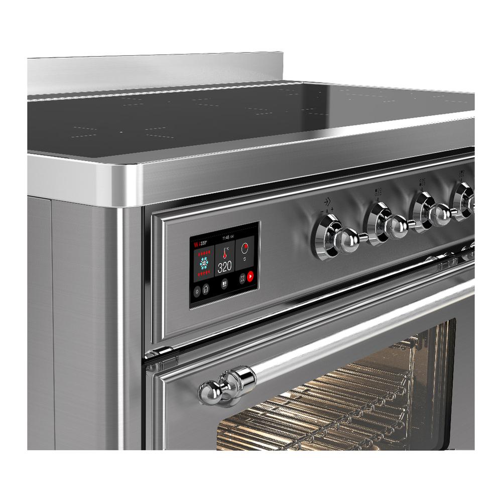 Ilve UMIB48NR3SSC Ilve Umib48Nr3Ssc Majestic Iii 48 Inch Induction Range With 6 Elements, 5.02 Cu. Ft. Total Oven Capacity (Triple Glass Door, Stainless Steel, Chrome)