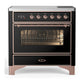 Ilve UMIB36NR3BKP Ilve Umib36Nr3Bkp Majestic Iii 36 Inch Induction Range With 6 Elements, 3.5 Cu. Ft. Total Oven Capacity (Triple Glass Door, Glossy Black, Copper)
