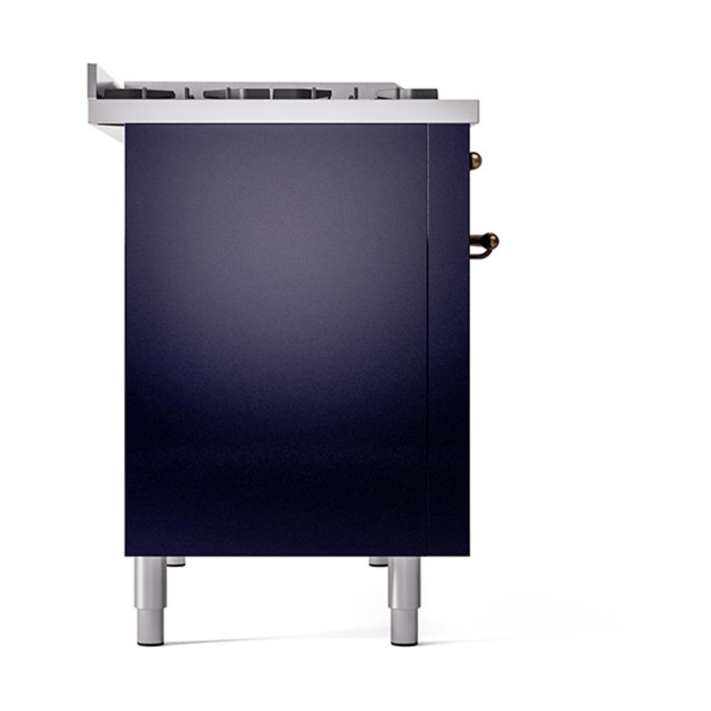 Ilve UN48FQNMPMBB Ilve Un48Fqnmpmbb Nostalgie Ii Noblesse 48" Dual Fuel Range (8 Sealed Burners + Griddle, Natural Gas, Solid Door, Midnight Blue, Burnished)