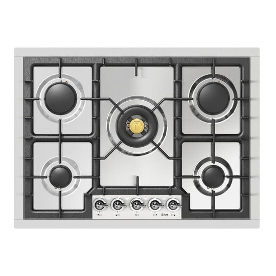 Ilve UHCPT75NSSCLP Ilve Uhcpt75Nssclp Nostalgie Ii 30 Inch Built-In Gas Cooktop With 5 Burners, In Stainless Steel (Liquid Propane, Chrome)
