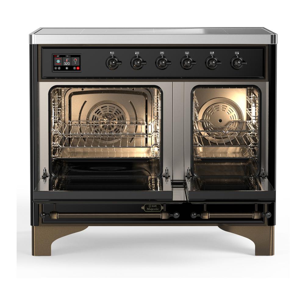 Ilve UMDIB40NR3BKB Ilve Umdib40Nr3Bkb Majestic Iii 40 Inch Induction Range With 6 Elements, 3.82 Cu. Ft. Total Oven Capacity (Triple Glass Door, Glossy Black, Burnished)