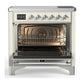 Ilve UMIB36QNR3AWC Ilve Umib36Qnr3Awc Majestic Iii 36 Inch Induction Range With 6 Elements, 3.5 Cu. Ft. Total Oven Capacity (Solid Door, Antique White, Chrome)