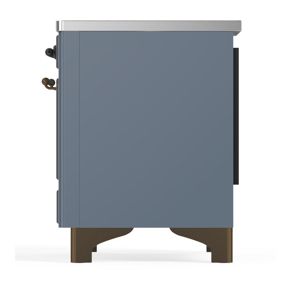 Ilve UMIB36QNR3BGB Ilve Umib36Qnr3Bgb Majestic Iii 36 Inch Induction Range With 6 Elements, 3.5 Cu. Ft. Total Oven Capacity (Solid Door, Blue Grey, Burnished)