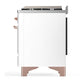 Ilve UM36FNR3WHPLP Ilve Um36Fnr3Whplp Majestic Iii 36 Inch Dual Fuel Range With 6 Black Brass Burners And Griddle, Dual Function Burner Up To 25,000 Btu (Triple Glass Door, White, Copper, Liquid Propane)