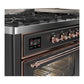 Ilve UM60FNR3MGP Ilve Um60Fnr3Mgp Majestic Iii 60 Inch Dual Fuel Range With 9 Burners And Griddle, Dual Function Burner Up To 25,000 Btu (Natural Gas, Triple Glass Door, Graphite Matte, Copper)