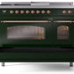 Ilve UP48FSNMPEGP Nostalgie Ii 48 Inch Dual Fuel Natural Gas Freestanding Range In Emerald Green With Copper Trim