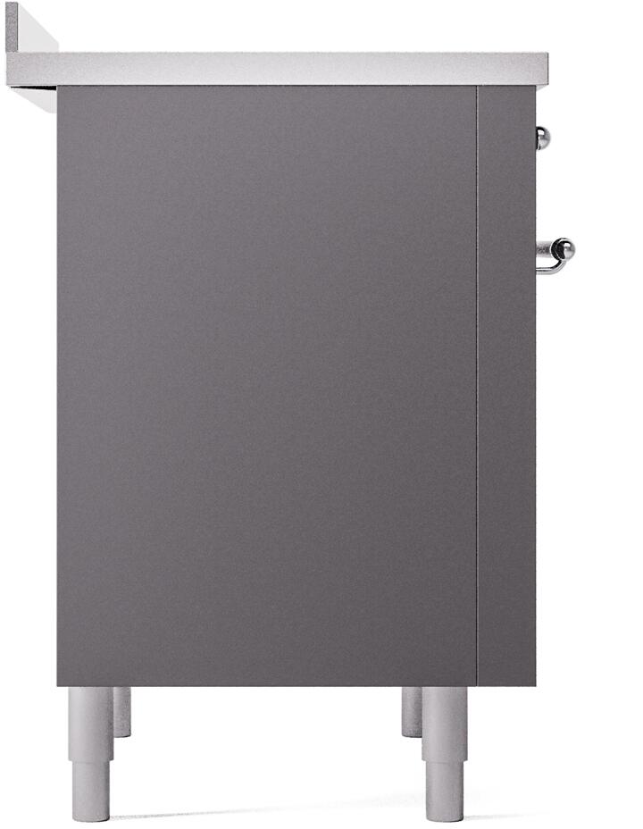 Ilve UPI366NMPMGC Nostalgie Ii 36 Inch Electric Freestanding Range In Matte Graphite With Chrome Trim