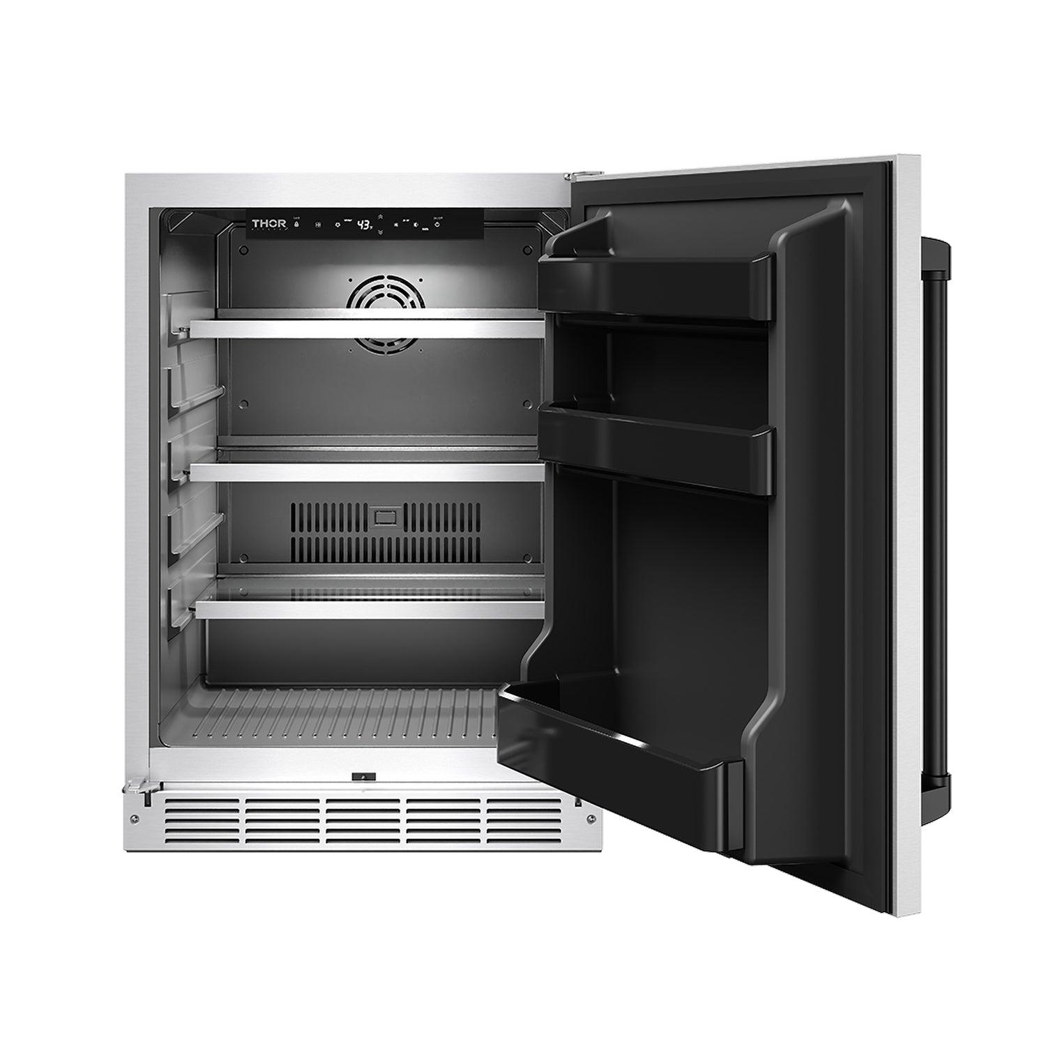 Thor Kitchen RBC24SSDBLK Gordon Ramsay Collection 24 Inch Outdoor Undercounter Beverage Cooler In Stainless Steel/Black