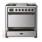 Ilve UM36FQNR3SSBLP Ilve Um36Fqnr3Ssblp Majestic Iii 36 Inch Dual Fuel Range With 6 Black Brass Burners And Griddle, Dual Function Burner Up To 25,000 Btu (Solid Door, Stainless Steel, Burnished, Liquid Propane)