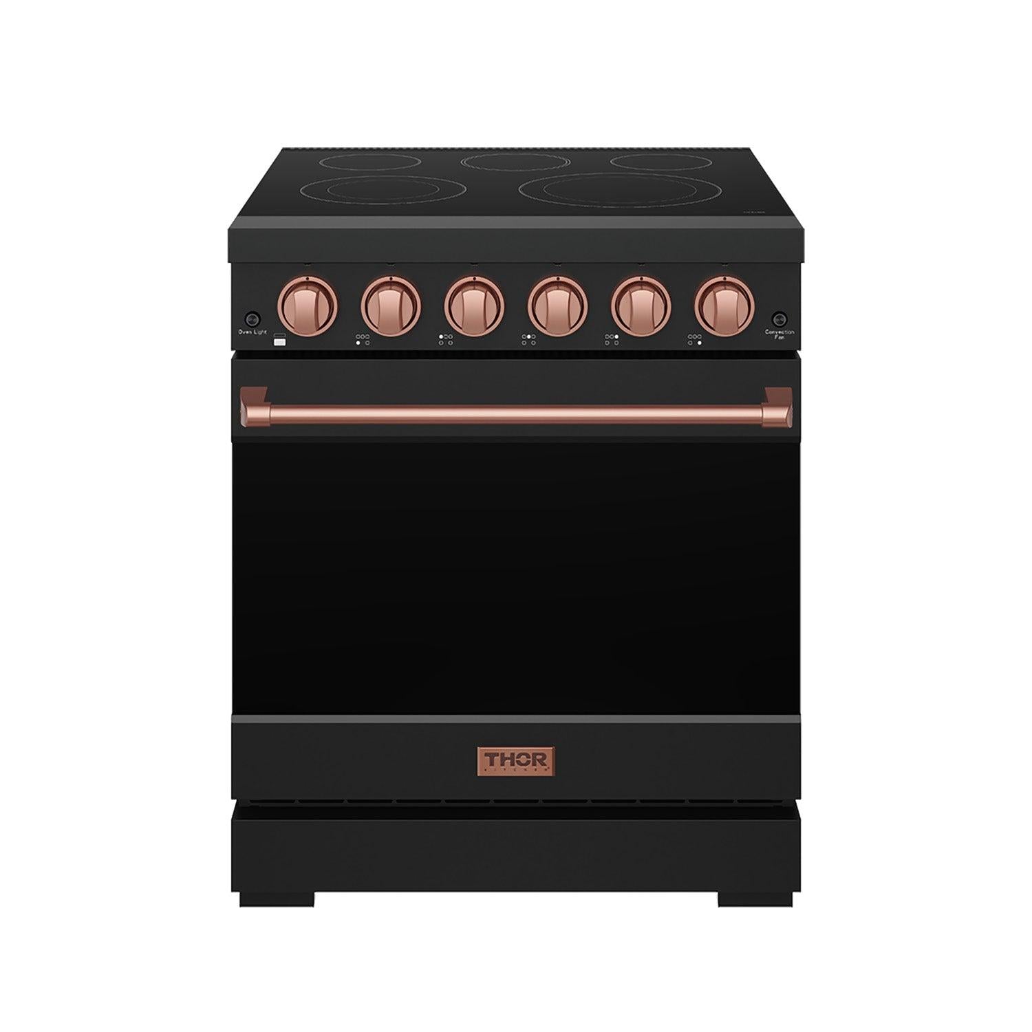 Thor Kitchen RSE30PBRSG 30 Inch Professional Electric Range With Precision Knob Control In Black And Rose Gold Gordon Ramsay Series