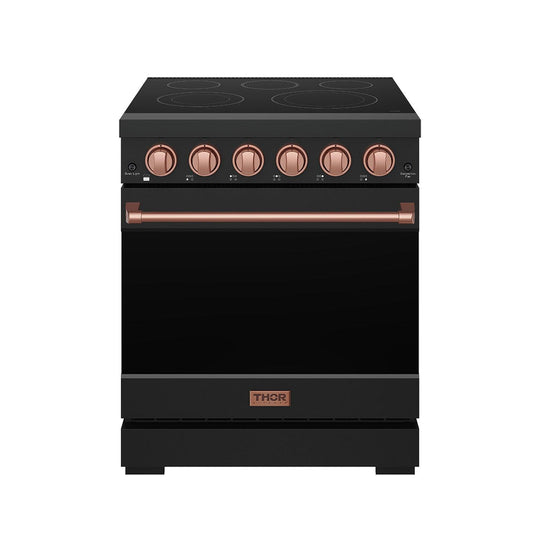 Thor Kitchen RSE30PBRSG 30 Inch Professional Electric Range With Precision Knob Control In Black And Rose Gold Gordon Ramsay Series