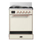 Ilve UM30QNR3AWP Ilve Um30Qnr3Awp Majestic Iii 30 Inch Dual Fuel Range With 5 Black Brass Burners, Dual Function Burner Up To 25,000 Btu (Natural Gas, Solid Door, Antique White, Copper)