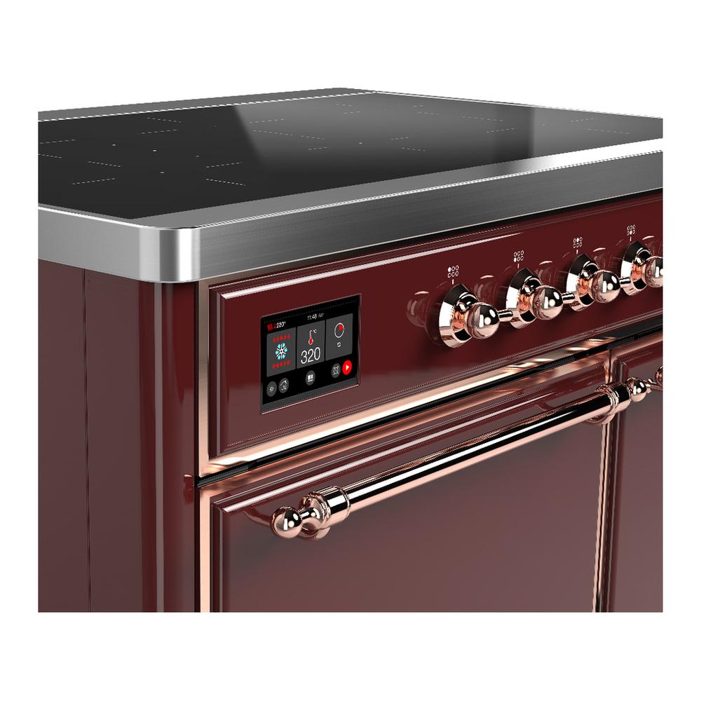 Ilve UMDIB40QNR3BUP Ilve Umdib40Qnr3Bup Majestic Iii 40 Inch Induction Range With 6 Elements, 3.82 Cu. Ft. Total Oven Capacity (Solid Door, Burgundy, Copper)