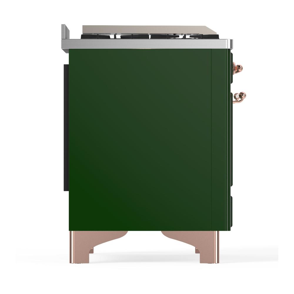 Ilve UM48FSQNR3EGPLP Ilve Um48Fsqnr3Egplp Majestic Iii 48 Inch Dual Fuel Range With 5 Black Brass Burners, Griddle And French Top, Dual Function Burner Up To 25,000 Btu (Liquid Propane, Solid Door, Emerald Green, Copper)