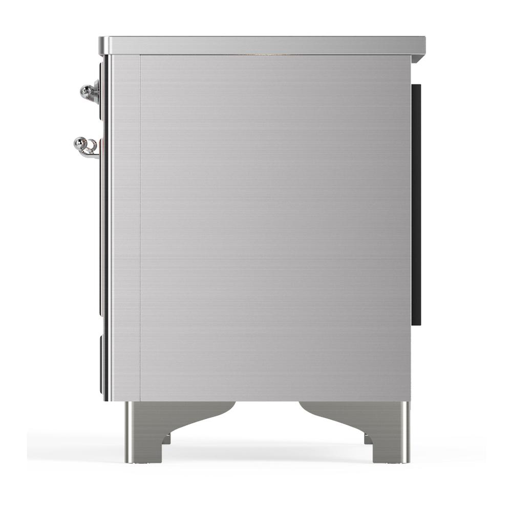 Ilve UMIB36QNR3SSC Ilve Umib36Qnr3Ssc Majestic Iii 36 Inch Induction Range With 6 Elements, 3.5 Cu. Ft. Total Oven Capacity (Solid Door, Stainless Steel, Chrome)