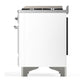 Ilve UM60FSQNR3WHC Ilve Um60Fsqnr3Whc Majestic Iii 60 Inch Dual Fuel Range With 7 Burners, Griddle And French Top, Dual Function Burner With Up To 25,000 Btu (Natural Gas, Solid Door, White, Chrome)