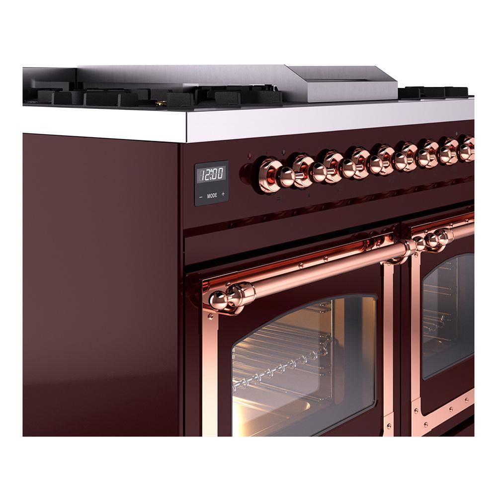 Ilve UND40FNMPBUPLP Ilve Und40Fnmpbuplp Nostalgie Ii Noblesse 40" Dual Fuel Range (Liquid Propane, Triple Glass Door, Burgundy, Copper)