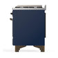 Ilve UM48FQNR3MBB Ilve Um48Fqnr3Mbb Majestic Iii 48 Inch Dual Fuel Range With 8 Burners And Griddle, Dual Function Burner Up To 25,000 Btu (Natural Gas, Solid Door, Midnight Blue, Burnished)