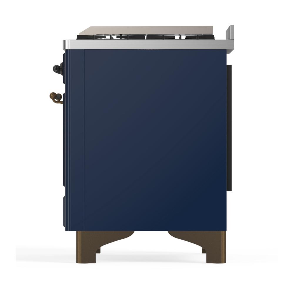 Ilve UM48FQNR3MBB Ilve Um48Fqnr3Mbb Majestic Iii 48 Inch Dual Fuel Range With 8 Burners And Griddle, Dual Function Burner Up To 25,000 Btu (Natural Gas, Solid Door, Midnight Blue, Burnished)