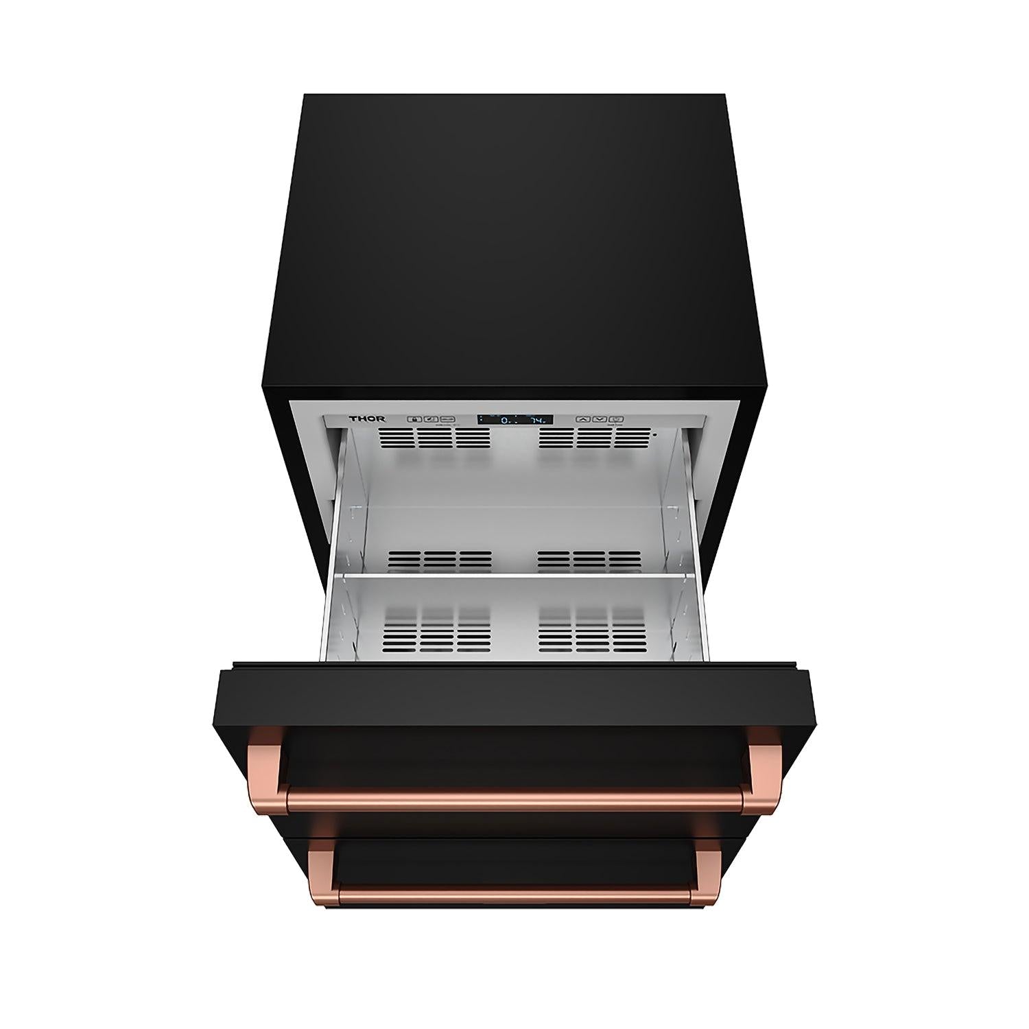 Thor Kitchen RZ24UBRSG 24 Inch Undercounter Built-In / Freestanding Drawer Freezer - Black/Rose Gold Gordon Ramsay Series