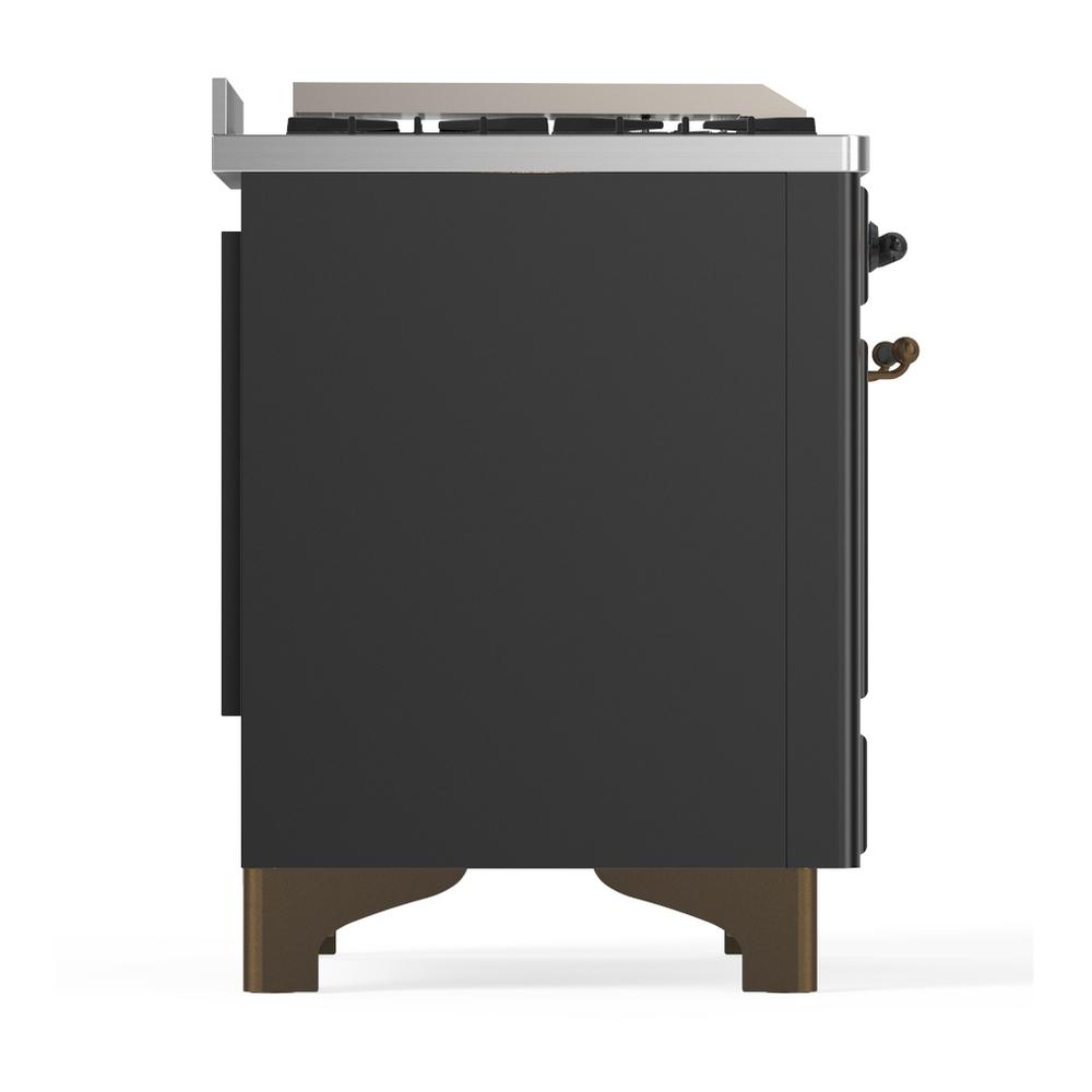 Ilve UM36FNR3MGB Ilve Um36Fnr3Mgb Majestic Iii 36 Inch Dual Fuel Range With 6 Black Brass Burners And Griddle, Dual Function Burner Up To 25,000 Btu (Triple Glass Door, Graphite Matte, Burnished, Natural Gas)