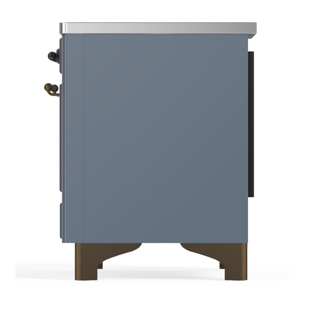 Ilve UMIB36NR3BGB Ilve Umib36Nr3Bgb Majestic Iii 36 Inch Induction Range With 6 Elements, 3.5 Cu. Ft. Total Oven Capacity (Triple Glass Door, Blue Grey, Burnished)