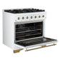 Forno FFSGS611336WHT Forno Antico 36-Inch Dual Fuel Range White And Antique Brass Design With 6 Sealed Gas Burners And Electric Convection Oven