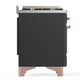 Ilve UM36FNR3MGP Ilve Um36Fnr3Mgp Majestic Iii 36 Inch Dual Fuel Range With 6 Black Brass Burners And Griddle, Dual Function Burner Up To 25,000 Btu (Triple Glass Door, Graphite Matte, Copper, Natural Gas)