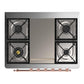 Ilve UM36FQNR3EGPLP Ilve Um36Fqnr3Egplp Majestic Iii 36 Inch Dual Fuel Range With 6 Black Brass Burners And Griddle, Dual Function Burner Up To 25,000 Btu (Solid Door, Emerald Green, Copper, Liquid Propane)