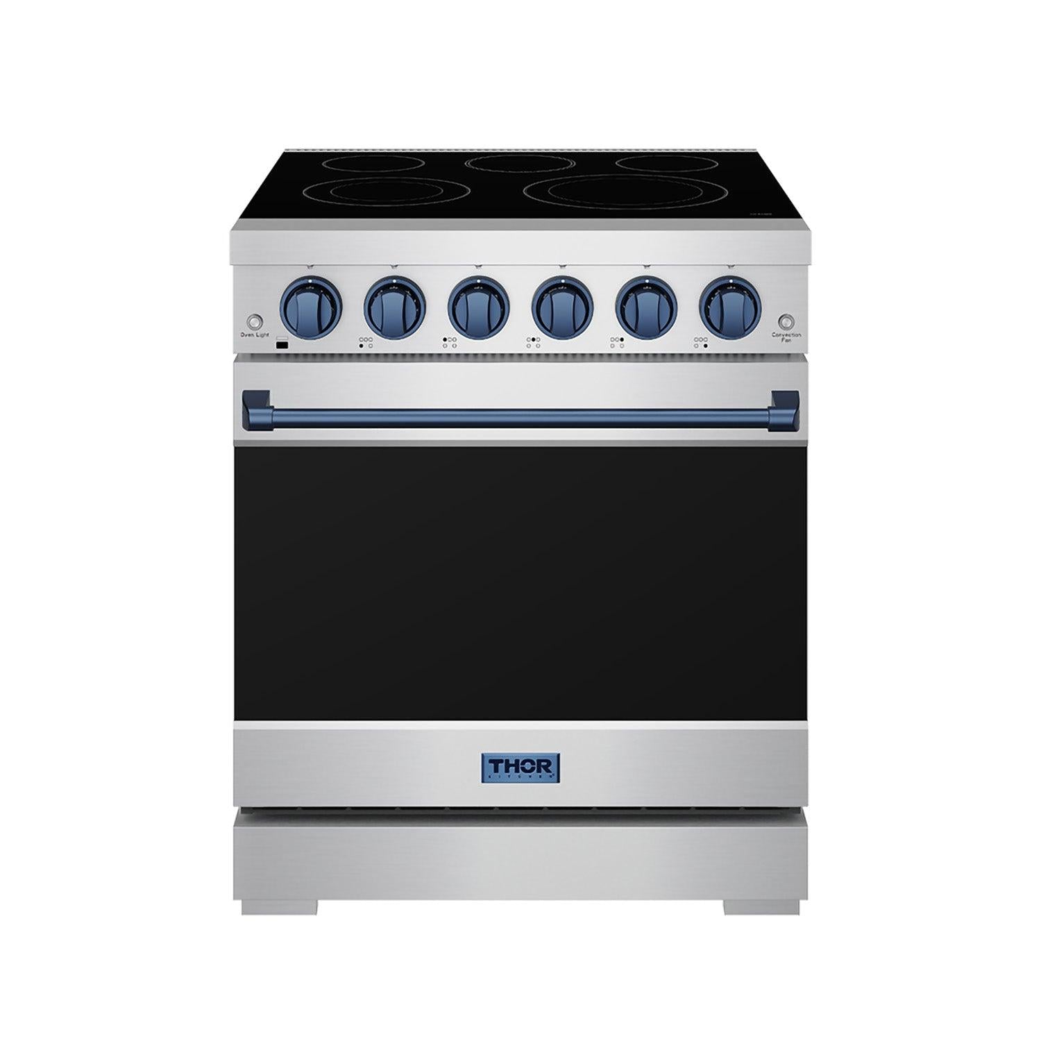 Thor Kitchen RSE30PBLU 30 Inch Professional Electric Range With Precision Knob Control In Stainless Steel And Blue Gordon Ramsay Series