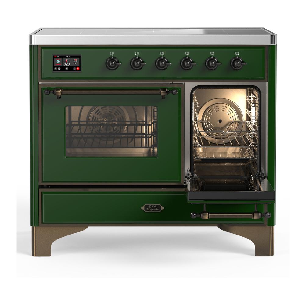 Ilve UMDIB40NR3EGB Ilve Umdib40Nr3Egb Majestic Iii 40 Inch Induction Range With 6 Elements, 3.82 Cu. Ft. Total Oven Capacity (Triple Glass Door, Emerald Green, Burnished)
