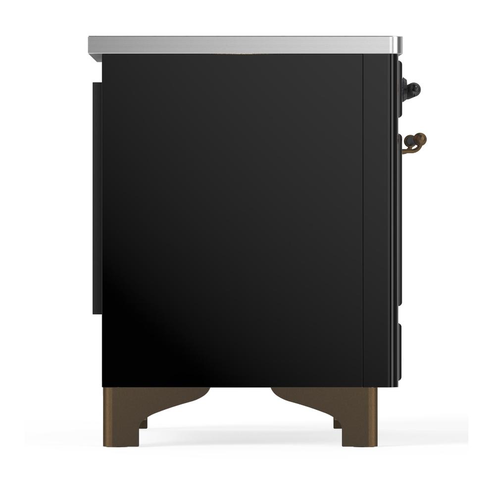 Ilve UMDIB40NR3BKB Ilve Umdib40Nr3Bkb Majestic Iii 40 Inch Induction Range With 6 Elements, 3.82 Cu. Ft. Total Oven Capacity (Triple Glass Door, Glossy Black, Burnished)
