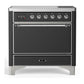 Ilve UMIB36QNR3MGC Ilve Umib36Qnr3Mgc Majestic Iii 36 Inch Induction Range With 6 Elements, 3.5 Cu. Ft. Total Oven Capacity (Solid Door, Graphite Matte, Chrome)