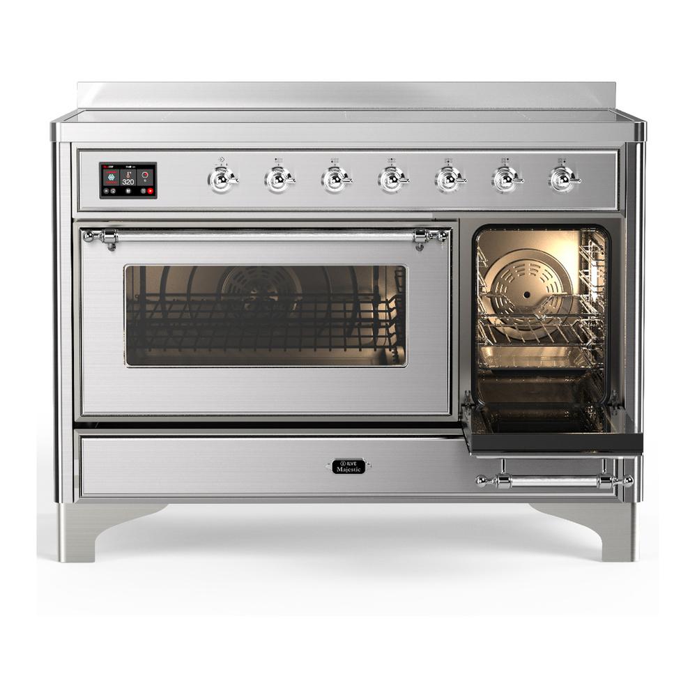 Ilve UMIB48NR3SSC Ilve Umib48Nr3Ssc Majestic Iii 48 Inch Induction Range With 6 Elements, 5.02 Cu. Ft. Total Oven Capacity (Triple Glass Door, Stainless Steel, Chrome)
